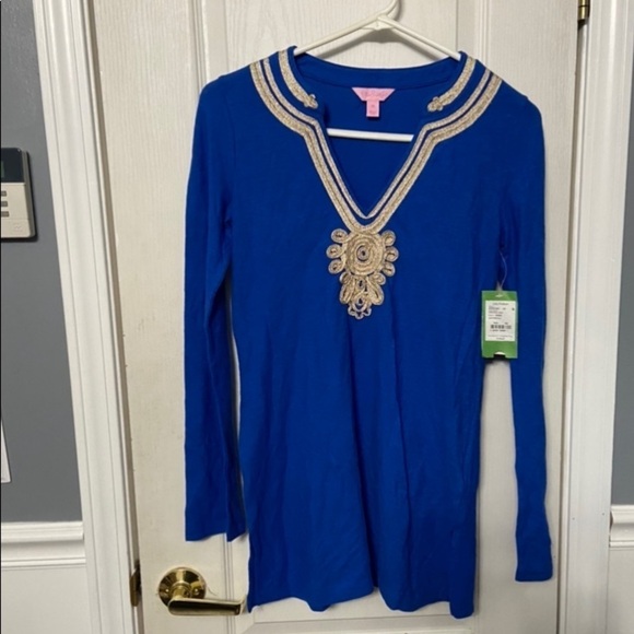 Lilly Pulitzer Tops - NEW Lilly Pulitzer Womens Long Sleeve Sapphire Blue Emerson Blouse Tunic Size XS